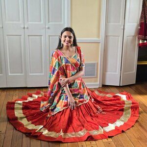Designer Chaniya with Vintage Blouse and dupatta,10-12 meters flare,for navratri
